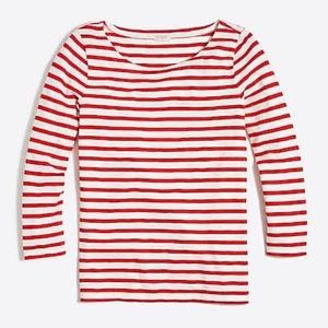 J. Crew red and ivory striped T-shirt
